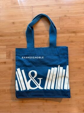 Barnes & Noble Blue Canvas Tote with interior pockets